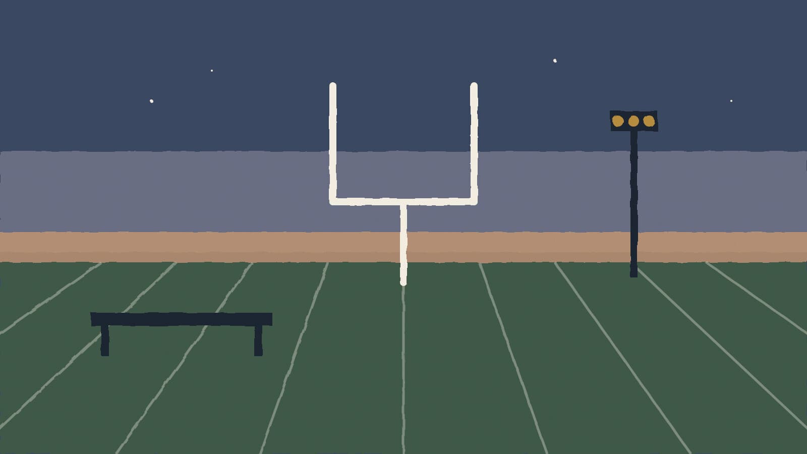 Empty football field at dusk - illustration, Jake Team LLC