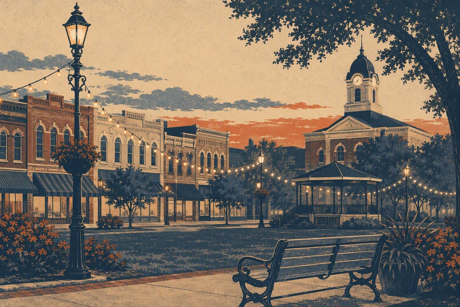 Sherman town square - illustration, Jake Team LLC