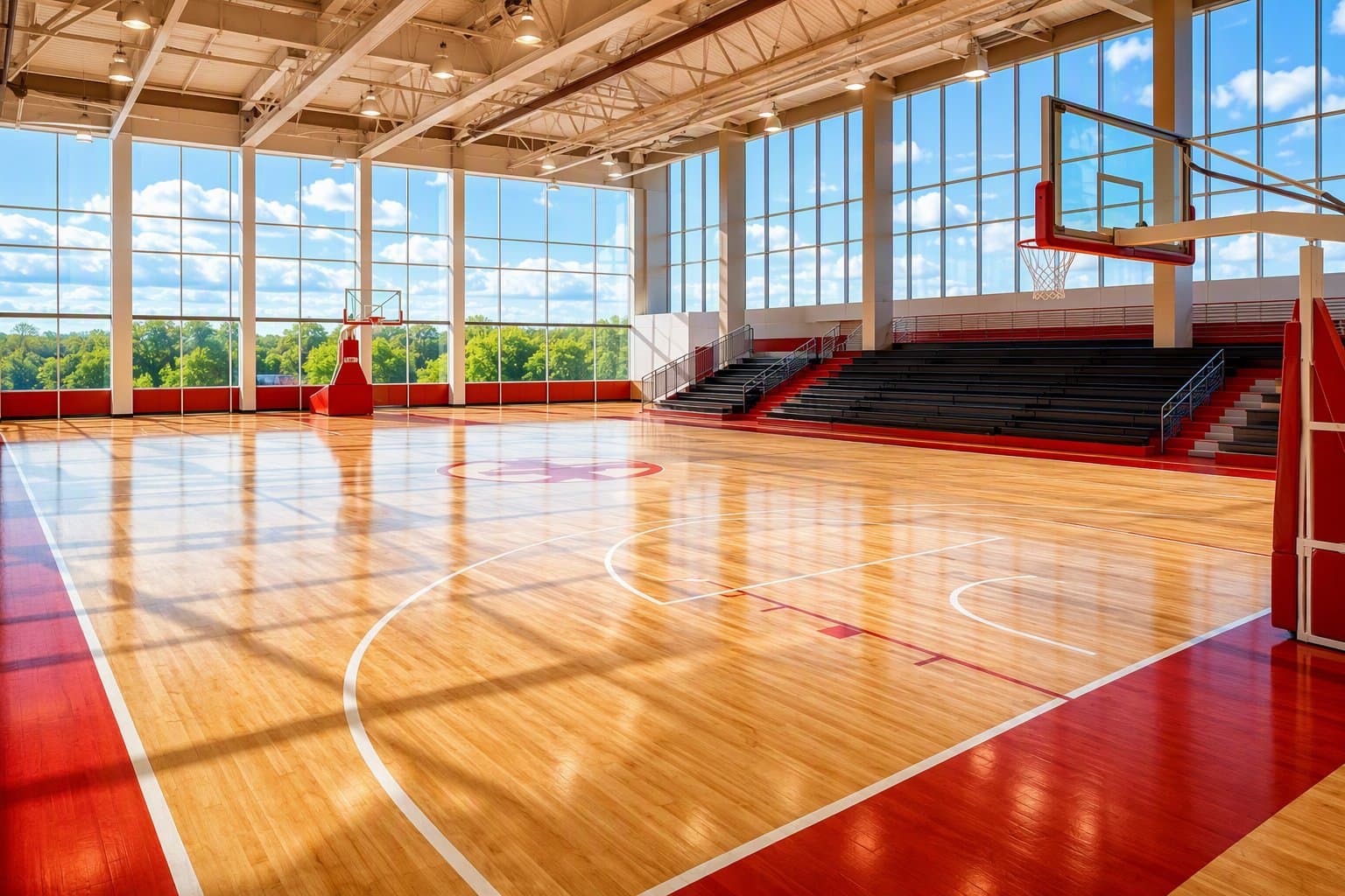 Sunlit basketball court - illustration, Jake Team LLC