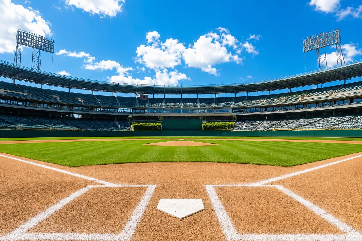 Sunlit Baseball Stadium - illustration, Jake Team LLC