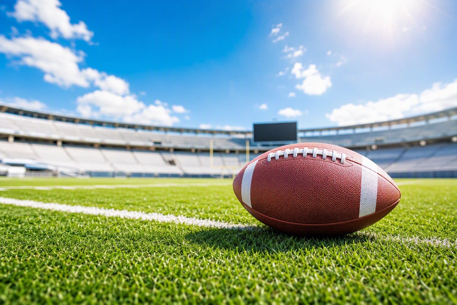 Sunlit football field - illustration, Jake Team LLC