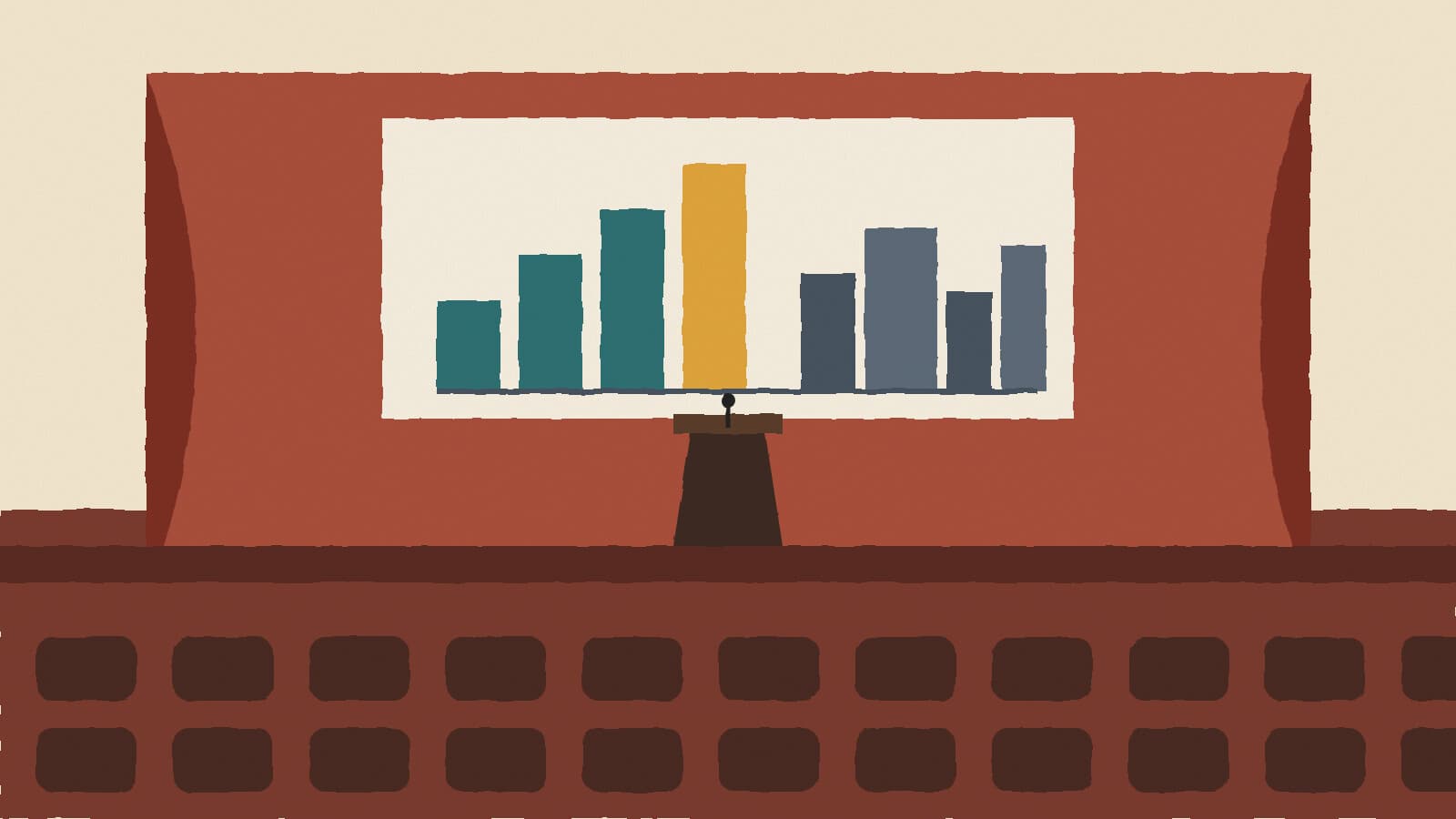 Stage with growth chart - illustration, Jake Team LLC