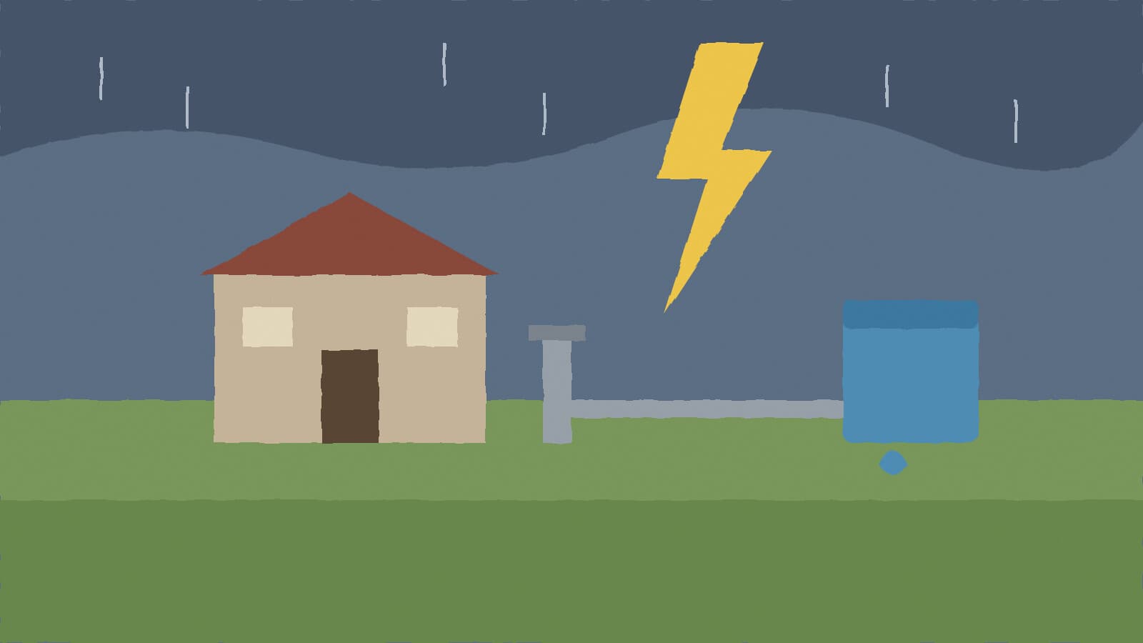 Water well under stormy sky - illustration, Jake Team LLC