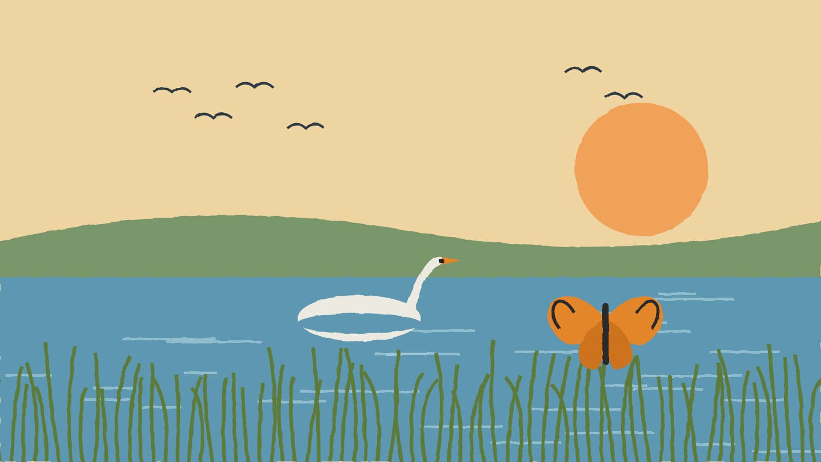 Wildlife refuge at sunset - illustration, Jake Team LLC