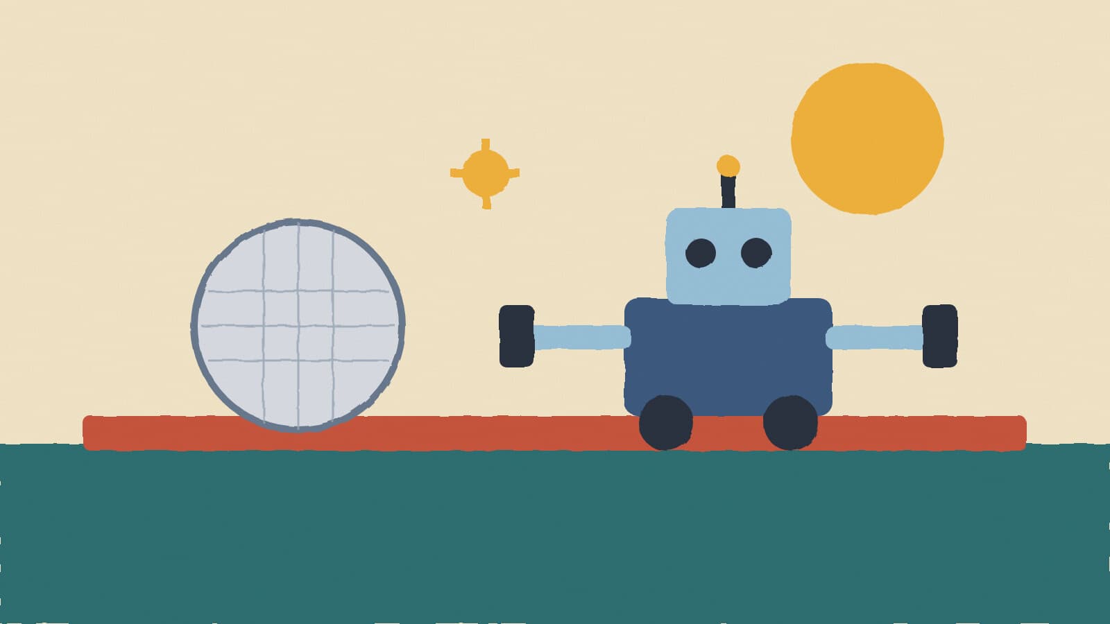 Robot beside a silicon wafer - illustration, Jake Team LLC