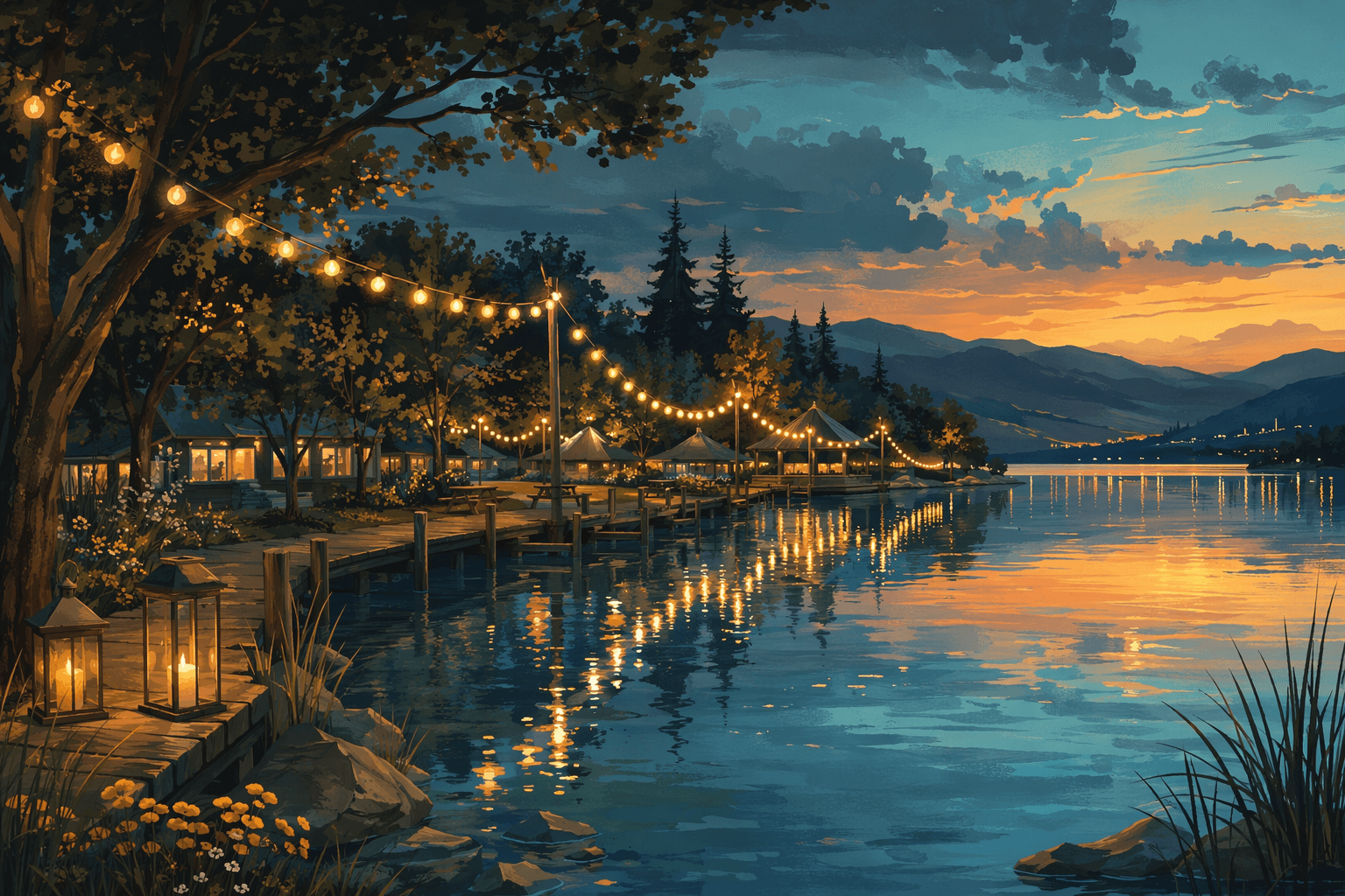 Festival lights - illustration, Jake Team LLC