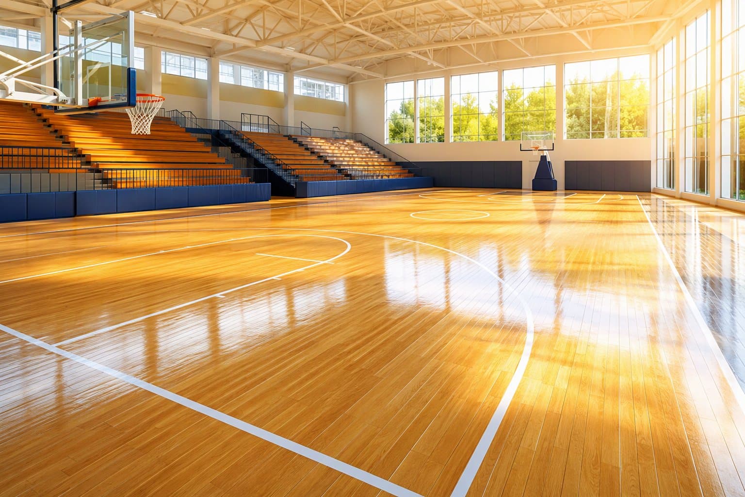 Sunlit basketball court - illustration, Jake Team LLC