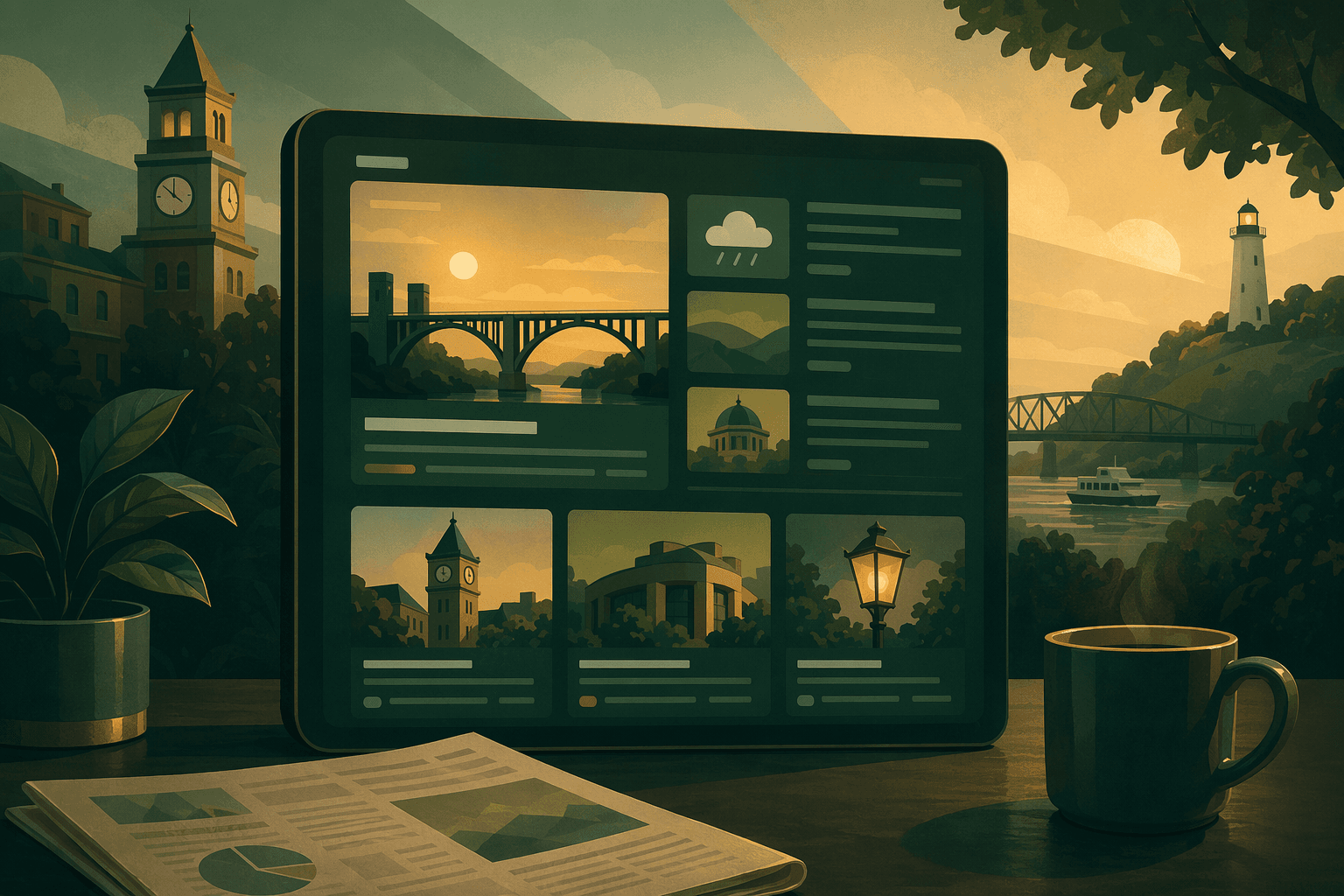 Local News Aggregation - illustration, Jake Team LLC