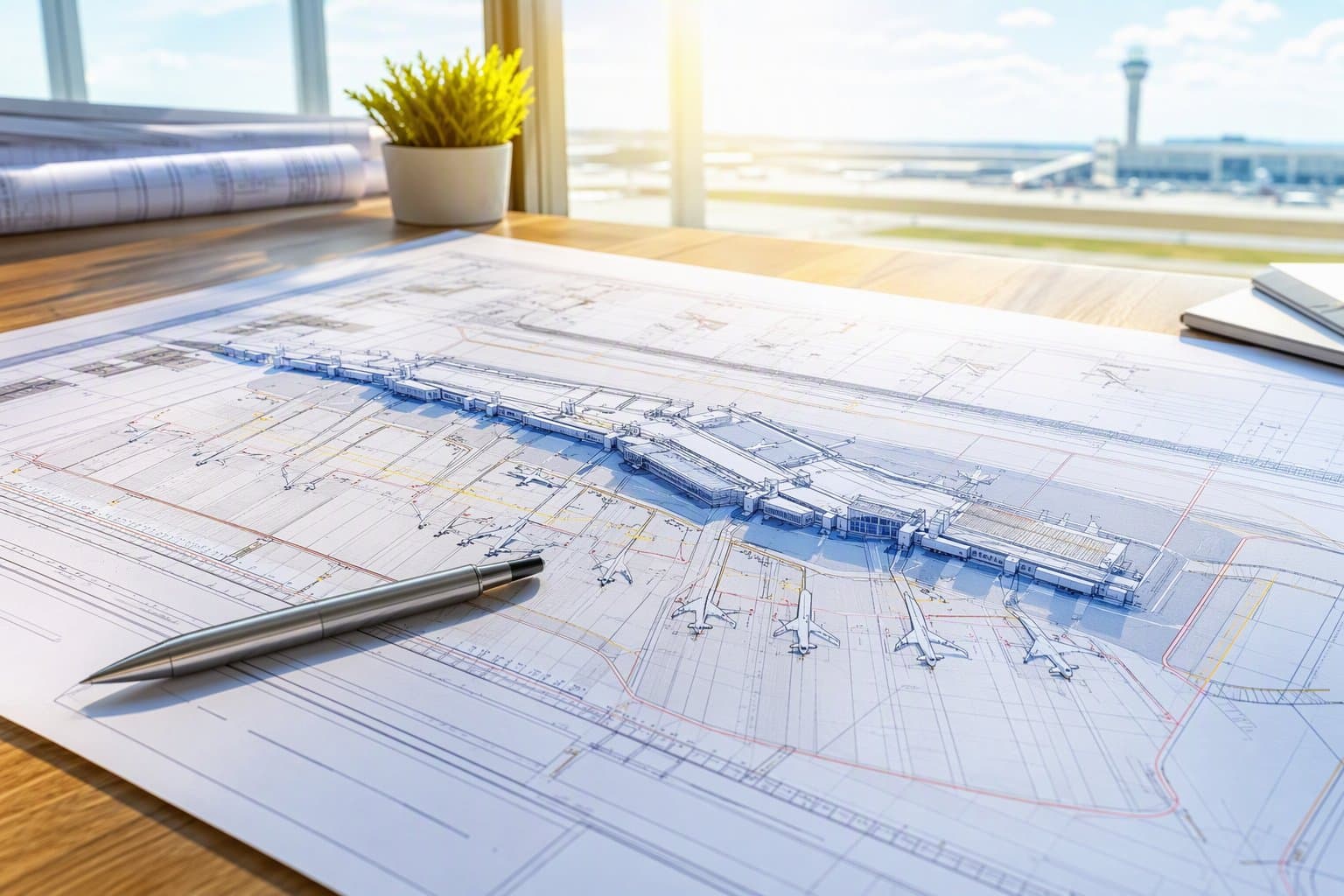 airport apron blueprint - illustration, Jake Team LLC