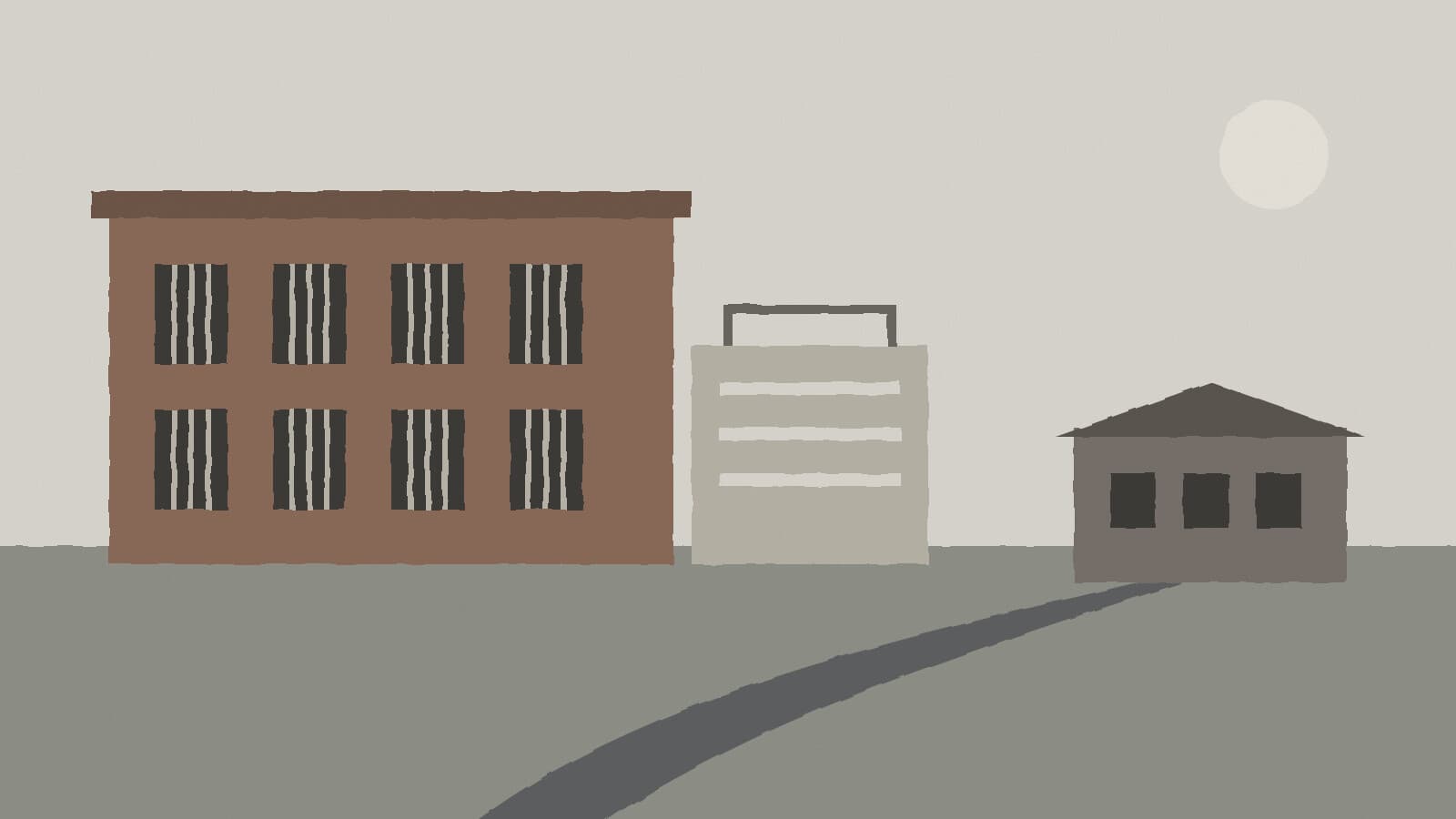 Jail buildings and road - illustration, Jake Team LLC